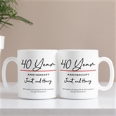 Thumbnail 1 - Pair of Personalised Classy 40th Anniversary Year Mugs