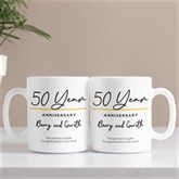 Thumbnail 1 - Pair of Personalised Classy 50th Anniversary Year Mugs
