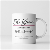 Thumbnail 3 - Pair of Personalised Classy 50th Anniversary Year Mugs