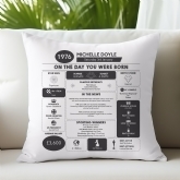 Thumbnail 1 - Personalised The Day You Were Born - 50th Birthday Cushion