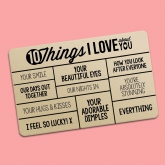 Thumbnail 7 - 10 Things I Love About You Personalised Wallet Insert