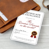 Thumbnail 2 - Personalised Certificate of Excellence Wallet/Purse Inserts