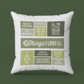 Thumbnail 6 - 10 Things I Love About You Personalised Cushion