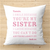 Thumbnail 1 - Personalised Sister Smile Cushion