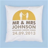 Thumbnail 2 - Personalised Mr and Mrs Holding Hands Cushion