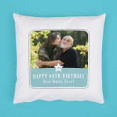 Thumbnail 1 - Personalised 60th Birthday Blue Photo Upload Cushion