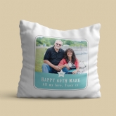 Thumbnail 2 - Personalised 60th Birthday Blue Photo Upload Cushion