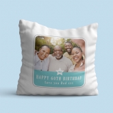 Thumbnail 4 - Personalised 60th Birthday Blue Photo Upload Cushion