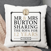 Thumbnail 1 - Personalised 12th Anniversary Sharing The Sofa Cushion