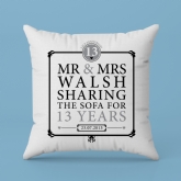 Thumbnail 2 - Personalised 13th Anniversary Sharing The Sofa Cushion