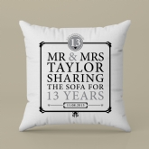 Thumbnail 3 - Personalised 13th Anniversary Sharing The Sofa Cushion