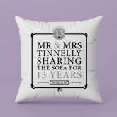 Thumbnail 4 - Personalised 13th Anniversary Sharing The Sofa Cushion
