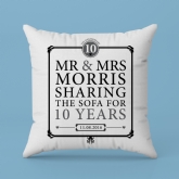 Thumbnail 2 - Personalised 10th Anniversary Sharing The Sofa Cushion