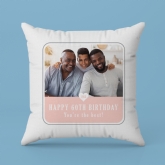 Thumbnail 2 - Personalised 60th Birthday Pink Photo Upload Cushion