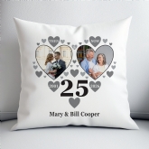 Thumbnail 1 - Personalised Then and Now Silver Anniversary Photo Cushion