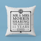 Thumbnail 3 - Personalised 11th Anniversary Sharing The Sofa Cushion