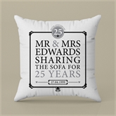 Thumbnail 2 - Personalised 25th (Silver) Anniversary Sharing the Sofa Cushion