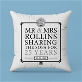 Thumbnail 3 - Personalised 25th (Silver) Anniversary Sharing the Sofa Cushion
