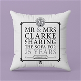 Thumbnail 4 - Personalised 25th (Silver) Anniversary Sharing the Sofa Cushion