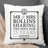 Thumbnail 1 - Personalised 25th (Silver) Anniversary Sharing the Sofa Cushion