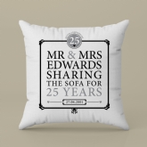 Thumbnail 2 - Personalised 25th (Silver) Anniversary Sharing the Sofa Cushion