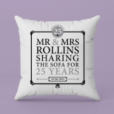 Thumbnail 4 - Personalised 25th (Silver) Anniversary Sharing the Sofa Cushion