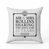 Thumbnail 5 - Personalised 25th (Silver) Anniversary Sharing the Sofa Cushion