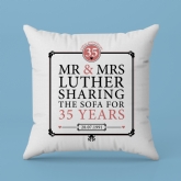 Thumbnail 2 - Personalised 35th (Coral) Anniversary Sharing the Sofa Cushion
