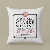 Thumbnail 3 - Personalised 35th (Coral) Anniversary Sharing the Sofa Cushion