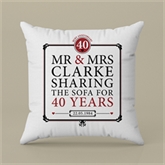 Thumbnail 2 - Personalised 40th (Ruby) Anniversary Sharing the Sofa Cushion