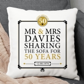 Thumbnail 1 - Personalised 50th (Golden) Anniversary Sharing the Sofa Cushion