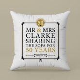 Thumbnail 2 - Personalised 50th (Golden) Anniversary Sharing the Sofa Cushion