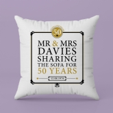 Thumbnail 4 - Personalised 50th (Golden) Anniversary Sharing the Sofa Cushion