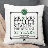 Thumbnail 1 - Personalised 55th (Emerald) Anniversary Sharing the Sofa Cushion
