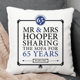 Thumbnail 1 - Personalised 65th (Blue Sapphire) Anniversary Sharing the Sofa Cushion