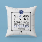 Thumbnail 2 - Personalised 65th (Blue Sapphire) Anniversary Sharing the Sofa Cushion