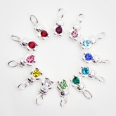 Thumbnail 3 - Sterling Silver Birthstone Teddy Necklace