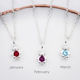 Thumbnail 4 - Sterling Silver Birthstone Teddy Necklace