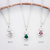 Thumbnail 5 - Sterling Silver Birthstone Teddy Necklace