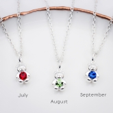 Thumbnail 6 - Sterling Silver Birthstone Teddy Necklace