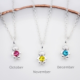 Thumbnail 7 - Sterling Silver Birthstone Teddy Necklace