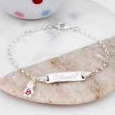 Thumbnail 1 - Personalised Sterling Silver Birthstone Teddy Christening Bracelets