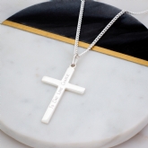 Thumbnail 1 - Personalised Mens Sterling Silver Cross & Chain