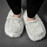 Thumbnail 1 - Plush Grey Microwavable Slippers