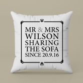 Thumbnail 2 - Mr & Mrs Sharing The Sofa Personalised Cushion