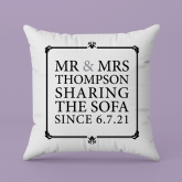 Thumbnail 3 - Mr & Mrs Sharing The Sofa Personalised Cushion