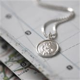 Thumbnail 1 - Sterling Silver St Christopher Necklace with Personalised Gift Box