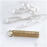 Thumbnail 1 - Personalised Brass Bar Coordinates Necklace
