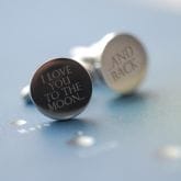 Thumbnail 1 - Moon and Back Silver Cufflinks with Personalised Gift Box