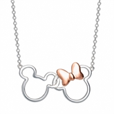 Thumbnail 3 - Sterling Silver Plated Minnie & Mickey Mouse Necklace